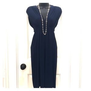 Empire Waist Blue Sleeveless Dress